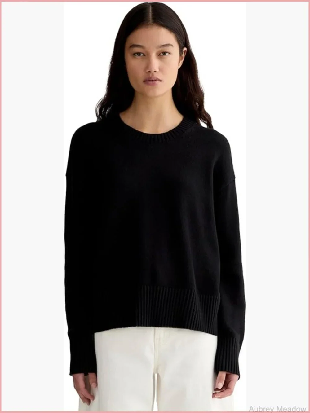 Chunky Ribbed Cotton V-Neck Pullover Sweater Relaxed Boxy Fit Layering Piece